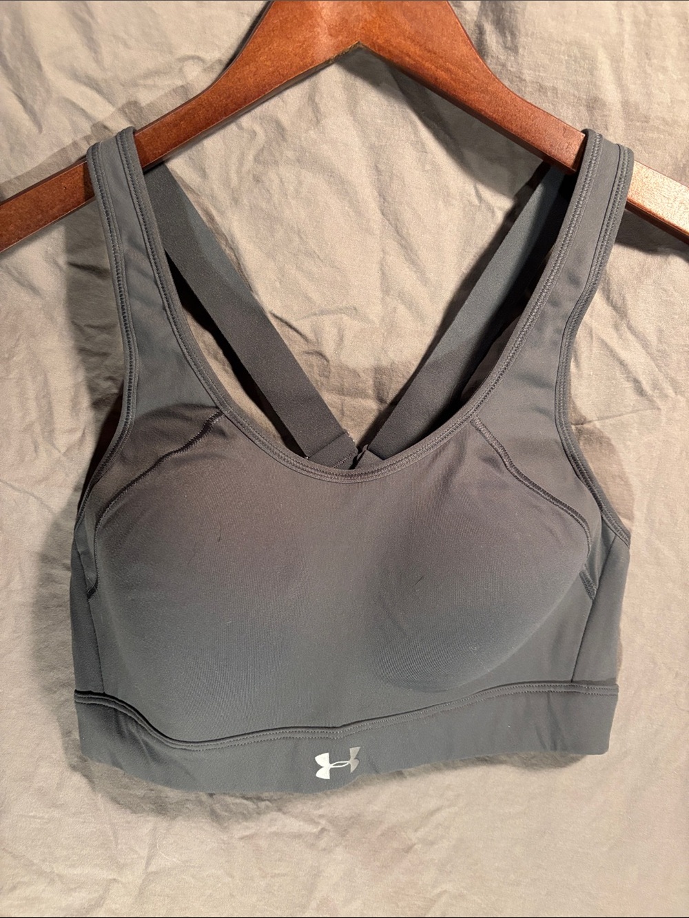 Under Armour Gray Padded Crossback Sports Bra